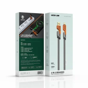 کابل گرین لاین 2IN2 BRAIDED FAST 65W 1.2M